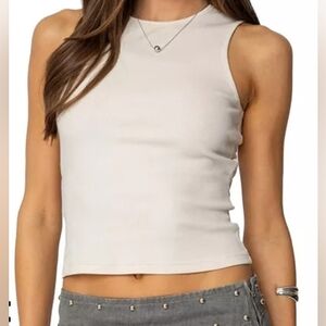 Edikted Ribbed Back Cut Out Tank Top Casual Front & Party In Thr Back Size M